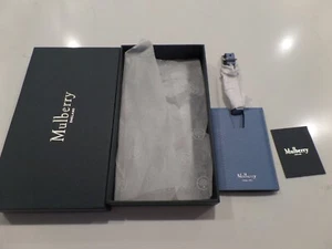 NIB Latest MULBERRY blue luggage tag small classic grain calf leather, $160! - Picture 1 of 6