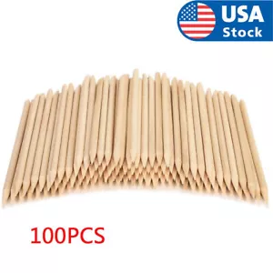 100PCS Orange Sticks for Nails 4.5 Inch - Wooden Cuticle Pusher & Remover Set - Picture 1 of 8