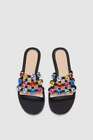 Zara Flat sandals Slides With Multicoloured Bejewelled Detailling Size 7.5 New