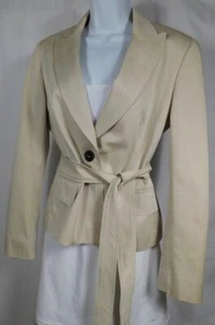 ESCADA Authentic Women's Beige Cotton Self Belt Option Jacket Blazer Sz 36 - Picture 1 of 11