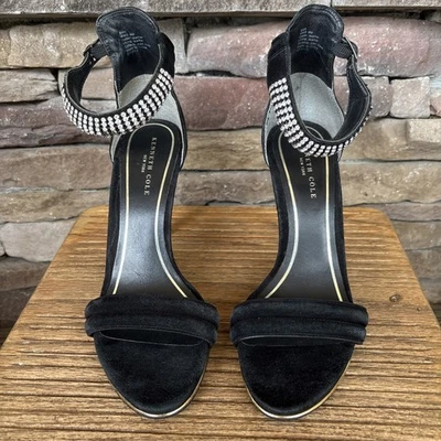 Женские туфли Kenneth Cole Reaction черные с заклепками ремешок на лодыжке с открытым носком на каблуках 8 M - Изображение 1 из 4