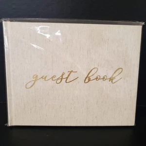 Bloom Daily Planners Guest Book, Gold Linen Wedding Party Retirement Graduation - Picture 1 of 7