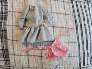 My First Barbie Striped Light Blue Country style Dress Genuine Mattel & Apron - Picture 1 of 1