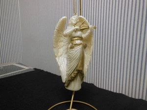 Vintage Blow Mold Iridescent Gold Plastic Angel Christmas Ornament - Picture 1 of 7