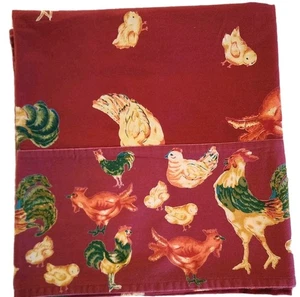 April Cornell 52" Square Tablecloth Original Stain Resistant Cotton Red Rooster - Picture 1 of 6