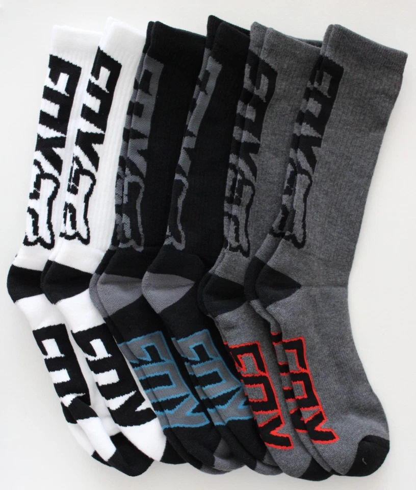 Paquete de 6 calcetines básicos Fox Racing Core para hombre L/XL negros/gris jaspeado/rojo Foto 1 de 4