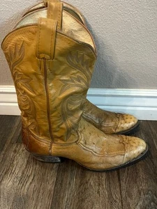 Larry Mahan hellbrauner Straußenlederstiefel Catspaw ölbeständig #413 passt wie 11D - Bild 1 von 24