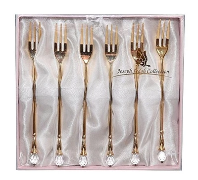 Tenedores de Postre Dorado Colección Joseph Sedgh Joya Rosa Caja de Regalo Nuevo en Caja Foto 1 de 2