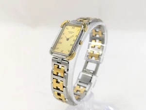 Auténtico cuarzo HERMES Croisiere CR1.240 plateado dorado 1151191 para mujer funcionando - Imagen 1 de 10