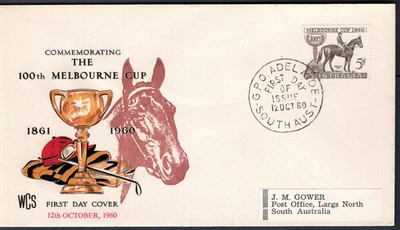 1960 Australia Melbourne Cup Horse Racing Overseas Mailer Embellished WCS FDC - Image 1 of 2