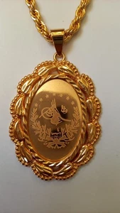 Elegant Gold Plated Necklace | Vintage Oval Pendant | Russian Style Jewelry Gift - Picture 1 of 6