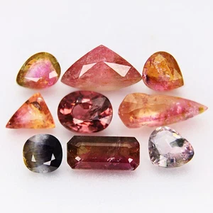 9pcs Lot 10.73ct Mixed Shape Natural Fancy Color Tourmaline Mozambique, Africa - Imagen 1 de 4