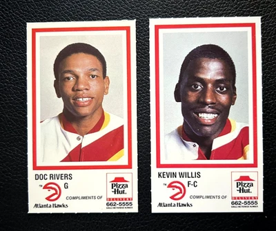 1986-87 Hawks Pizza Hut Doc Rivers and Kevin Willis Rare Vintage Basketball - Image 1 of 4