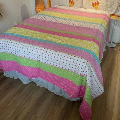 Cynthia Rowley Quilt Patchwork Full/Queen Stripe Reversible Multicolor Cotton - Image 1 of 4