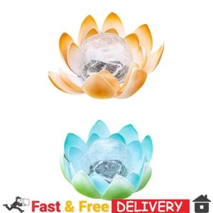 Solar Outdoor Lotus Lantern Auto On Lotus Base Night Light Garden Art Decoration - Picture 1 of 18