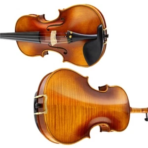 4/4 Flamed Maple Violin Ebony Parts Handmade Violin With Carrying Case & Bow - Picture 1 of 7
