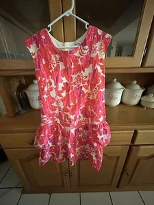 DKNY NEON PINK ORANGE PURPLE RUFFLE TIERED SLEEVELESS DRESS SZ XL (16) - Picture 1 of 2