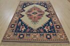 Vintage Balikesir Carpet 6′ x 8’3” White Wool Tribal Hand-Knotted Oriental Rug