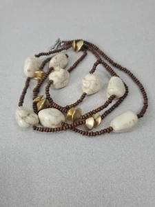 Howlite And Beaded Long Necklace Easy Clasp - Picture 1 of 3