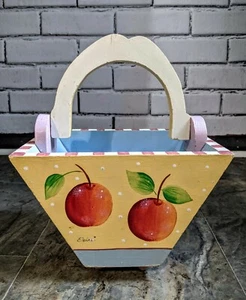 Vintage Handpainted Peach Basket Farmhouse Decoration - Picture 1 of 7