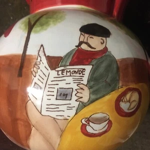 Frenchman In The Cafe~Jennifer Brinley 10 Cup Discontinued Pitcher - Picture 1 of 7