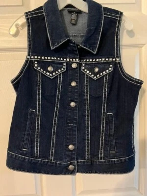 Pantalones de mezclilla premium Vest Style & Co lavado con tachuelas talla acentuada - mediano Foto 1 de 4