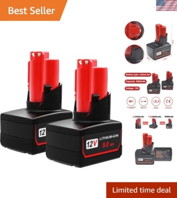 Reliable 12V 9.0Ah M12 Lithium Battery Replacement - Enhanced Runtime, 2 Count - Image 1 of 4