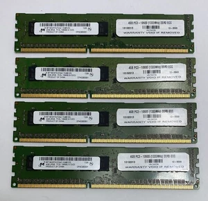16GB (4 x 4GB) Micron MT18KSF51272AZ-1G4M1ZG PC3L-10600E UBDIMM Server Memory - Picture 1 of 3