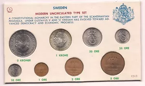 Sweden Modern Uncirculated Type Set of 8 Coins 1968 - Picture 1 of 2