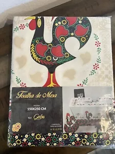 Portugal Tablecloth Vintage NEW In package Roosters Red Blue 59” X 98” Cotton - Picture 1 of 4