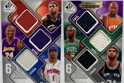 /99 2009-10 SP Game Used 6 Star Swatches Kobe Lebron Iverson Shaq Garnett Duncan - Image 1 of 4