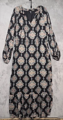 Mossimo Dress Womens Sz XXL Black Maxi Boho Peasant Cottagecore Long Sleeve - Image 1 of 4
