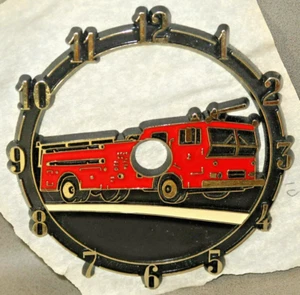 VINTAGE 1984 Ramar IND Plastic Clock Face Red Fire Truck 4" x 3.75" - Picture 1 of 1