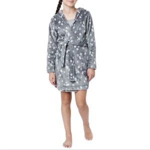 Justice Girls Size S (7/8) Reindeer Deer Hoodie Robe Pajama Plush - Gray Steel - Picture 1 of 5