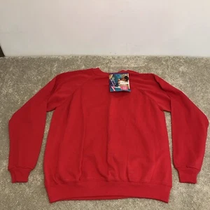 Vintage Hanes Sweatshirt Womens Large Red Her Way Blank Made USA 90s Deadstock - Picture 1 of 6
