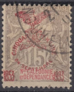 NLLE CALEDONIE : 15c GRIS SURCHARGE N° 73 OBLITERATION CHOISIE - Picture 1 of 2