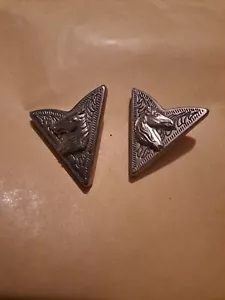 Western Silver Tone Collar Tips with Horse Head Vintage Stainless Cowboy - Picture 1 of 4