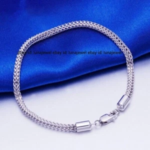 Pure Platinum 950 Bracelet For Women 2.5mm Round Wheat Chain 5.9-7.5inch - Picture 1 of 5
