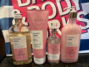 Bath & Body Aromatherapy INSPIRE LOVE ROSE VANILLA Lotion Cream Body Wash Mist 4