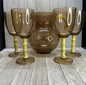 Vintage Tiki Bar Weingläser und Krug Acryl Baum Bambus Stiel Cocktail Set 5 - Bild 1 von 13