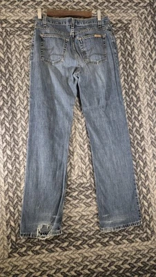 Pantalones de mezclilla Zena para mujer 8 azules pierna recta botón mosca desgastados Y2K 00s Foto 1 de 4