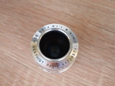 SOM Berthiot 25mm f/1.9 Cinor B Lens for C-Mount, Chrome, US DUTIES INCLUDED - Image 1 of 4