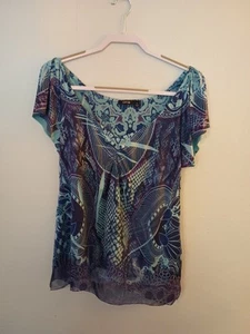 Apt. Camicetta tunica 9 taglia XL, floreale, orlo garza, boho, impreziosita al collo - Foto 1 di 5
