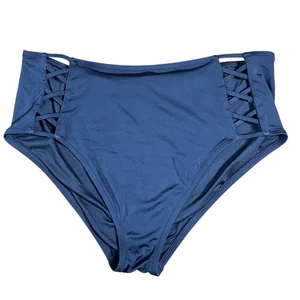 Shade & Shore Black High Waisted Lattice Sides Swimsuit Bottoms Size XL Beach - Picture 1 of 3