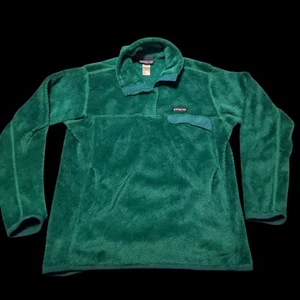 Patagonia Sweater Womens Large Re-Tool Snap-T Pullover Dark Turquoise Green - Picture 1 of 8