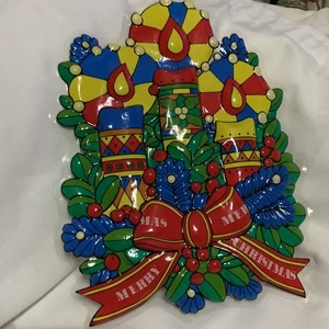Vintage Weihnachtskranz Vacuform Wand Tür Fenster Deko Saisonal Kunststoff 3D - Bild 1 von 5