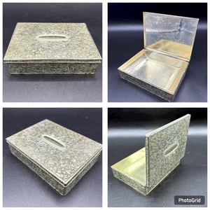 Vintage VINERS Filigree Silver Plate Lidded Rectangle Trinket Pill Cigarette Box - Picture 1 of 10