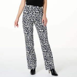 Iman Petite Global Chic Printed Flare Leg Pull-On Pants Black White XL New - Picture 1 of 1