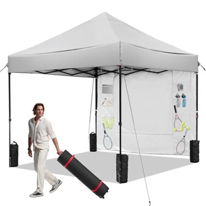 Gray 10x10 FT Pop Up Canopy Tent with 1 Sidewall, Heavy Duty Canopy for Outdo... - Picture 1 of 7