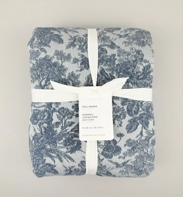 Pottery Barn Sorrel Jacquard Duvet Cover Full/Queen 92x88 Blue Floral NWT RARE - Image 1 of 4